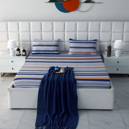 Fitted Bed Sheet-Multi Bands Fitted Sheets Apricot