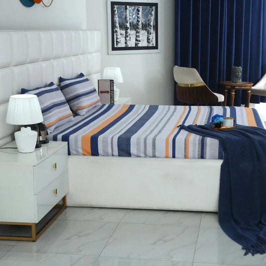 2Pcs Single Bed Sheet-Multi Bands