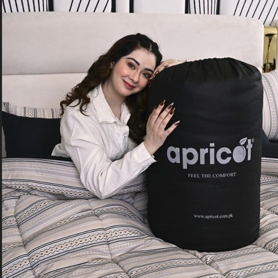 8 PCs Winter Razai Set-Bohemian Tufted Comforters Apricot