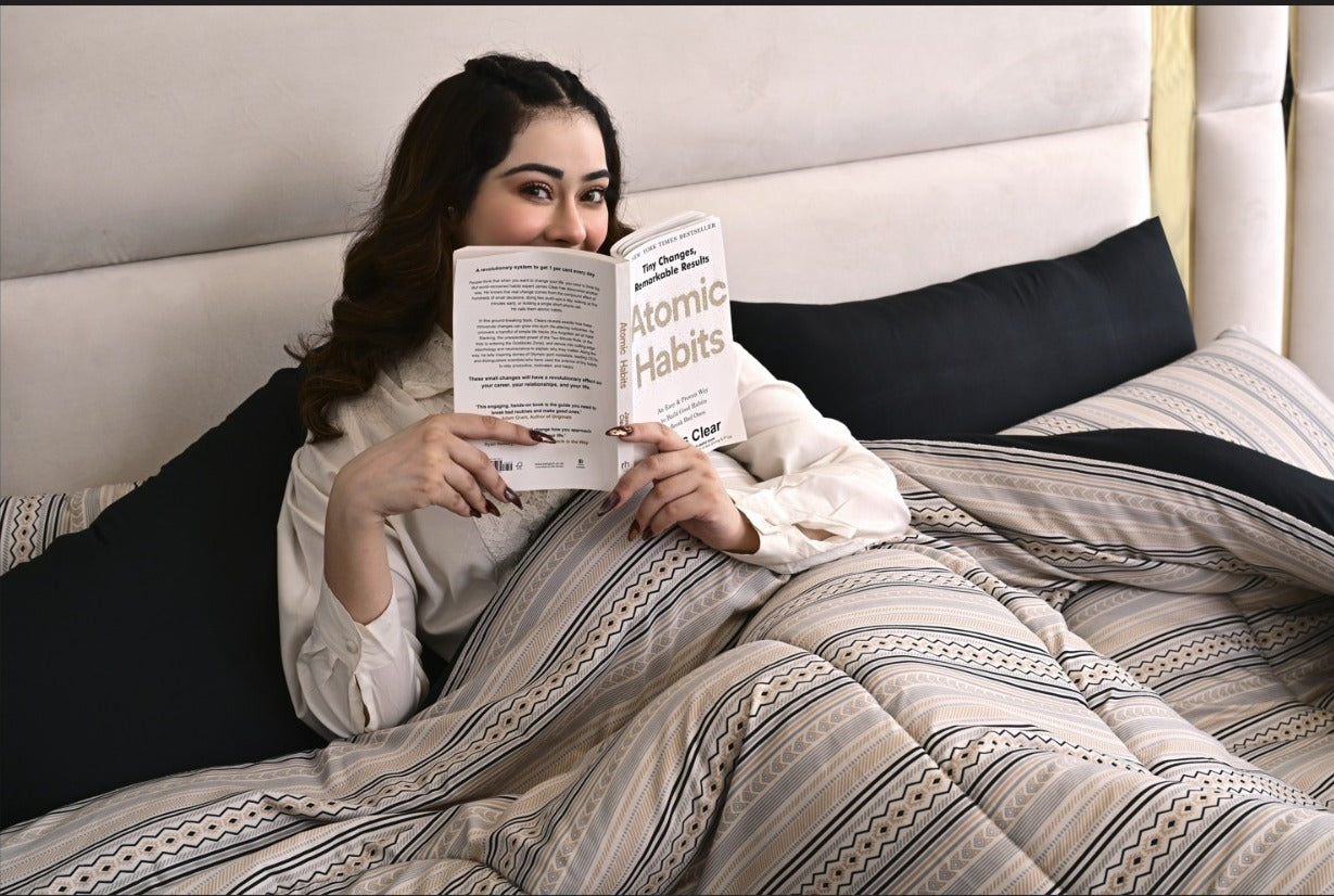 8 PCs Winter Razai Set-Bohemian Tufted Comforters Apricot