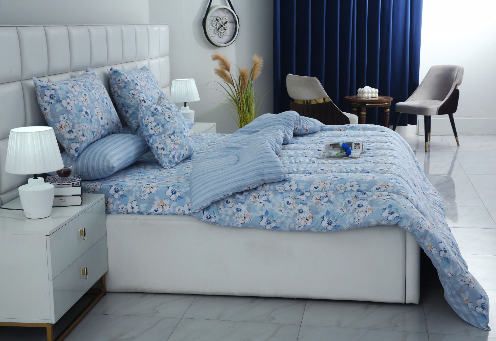 8 PCs Winter Razai Set-Pastel Petals Comforters Apricot