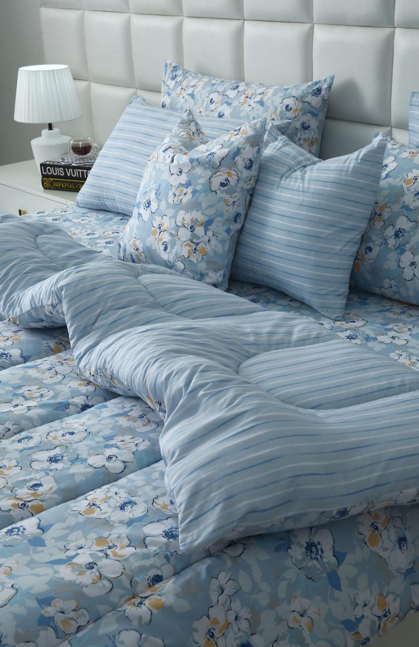 8 PCs Winter Razai Set-Pastel Petals Comforters Apricot