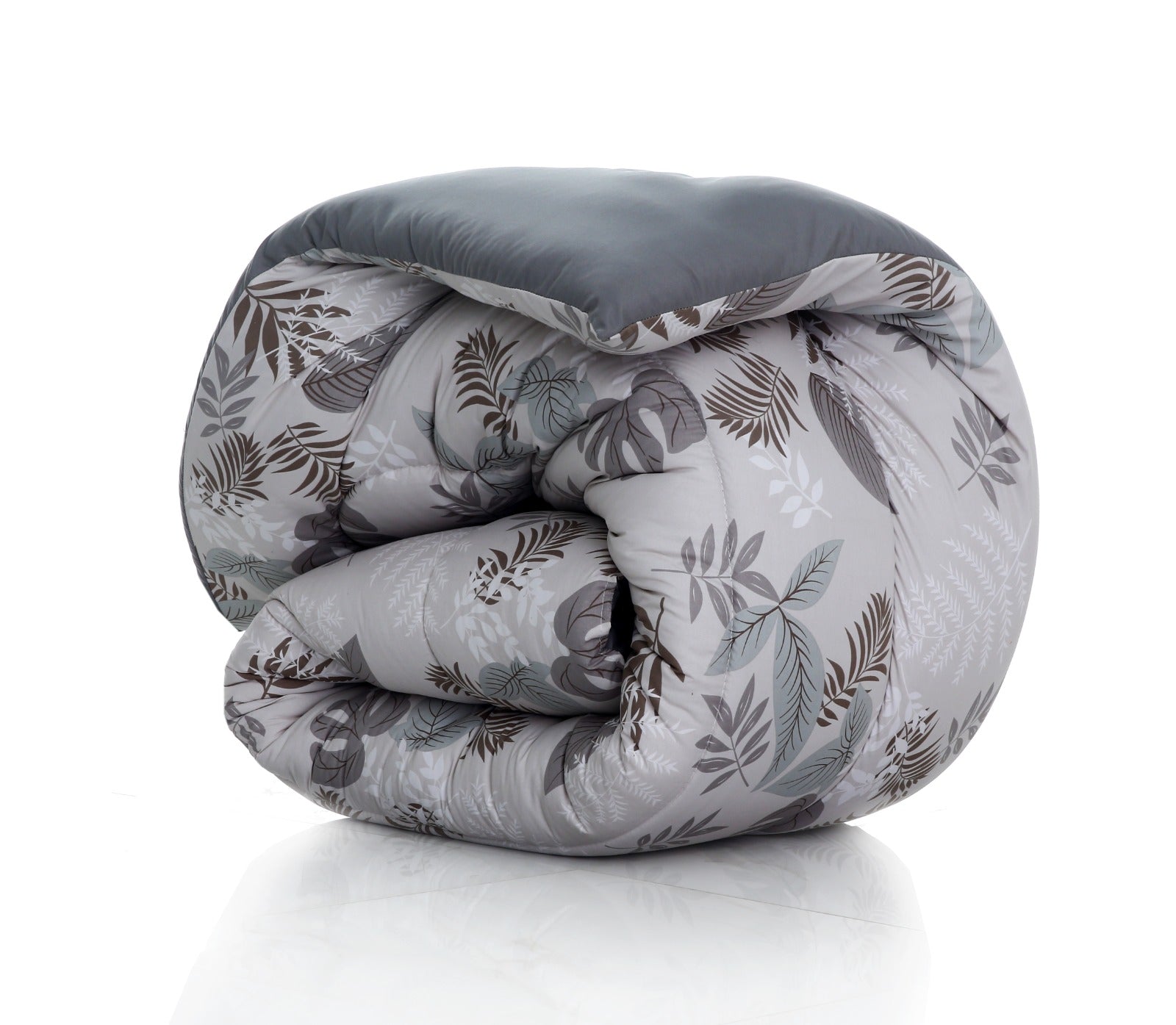 8 PCs Winter Razai Set-Leaf Style(With Grey Reverse) Comforters Apricot