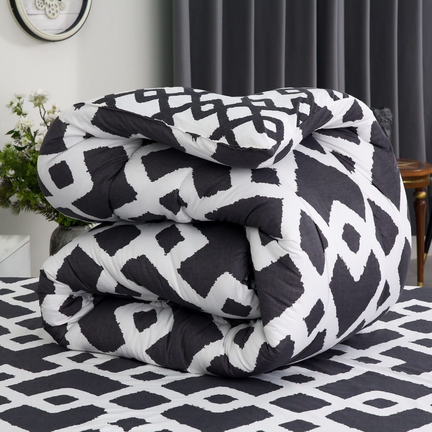 1 PC Single Razai-Grey Diamond Comforters Apricot