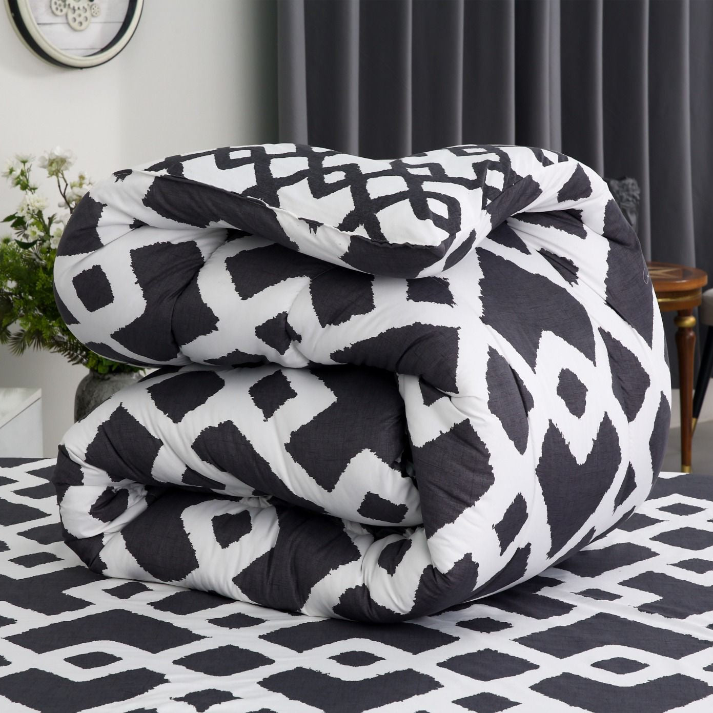 1 PC Double Winter Razai-Grey Diamond – Apricot