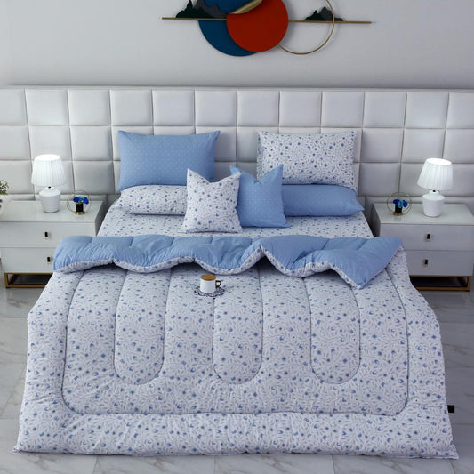 8 PCs Winter Razai Set-Bellflower Comforters Apricot