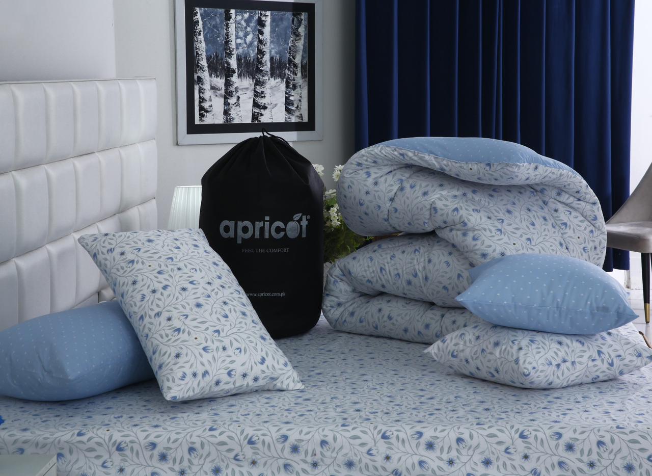 8 PCs Winter Razai Set-Bellflower Comforters Apricot