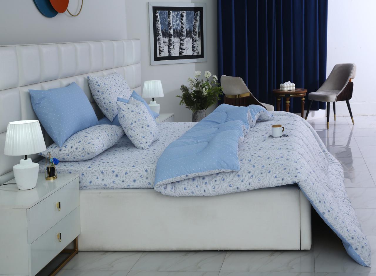 8 PCs Winter Razai Set-Bellflower Comforters Apricot