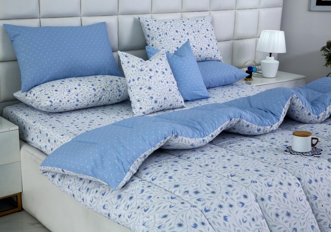 8 PCs Winter Razai Set-Bellflower Comforters Apricot