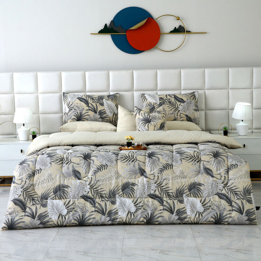 8 PCs Winter Razai Set-Hawaii(With Base Reverse) Comforters Apricot