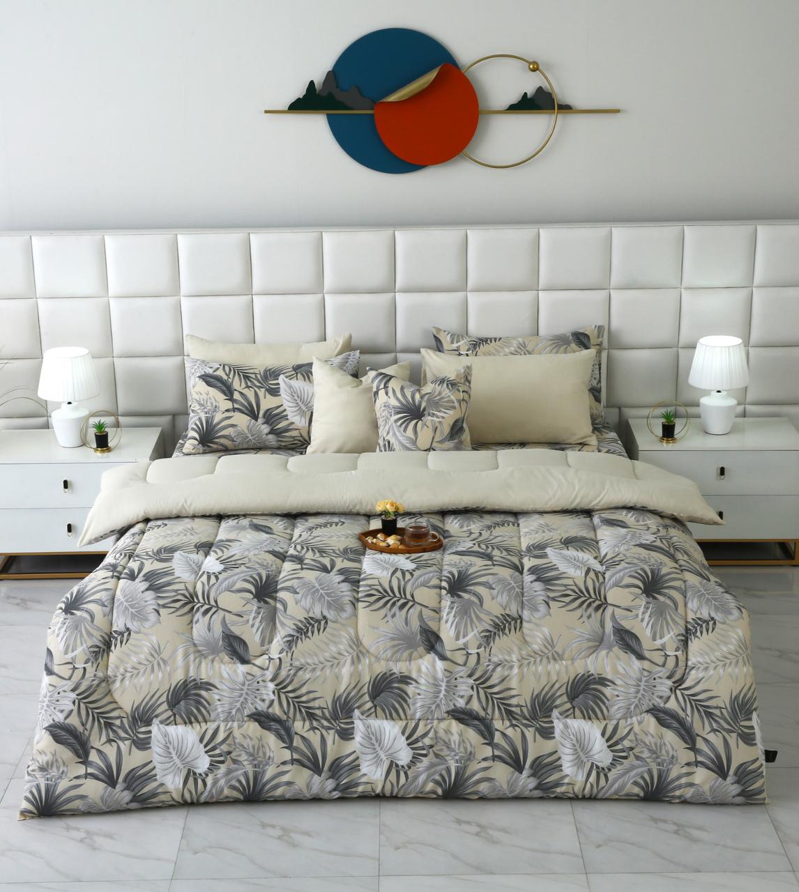 8 PCs Winter Razai Set-Hawaii(With Base Reverse) Comforters Apricot