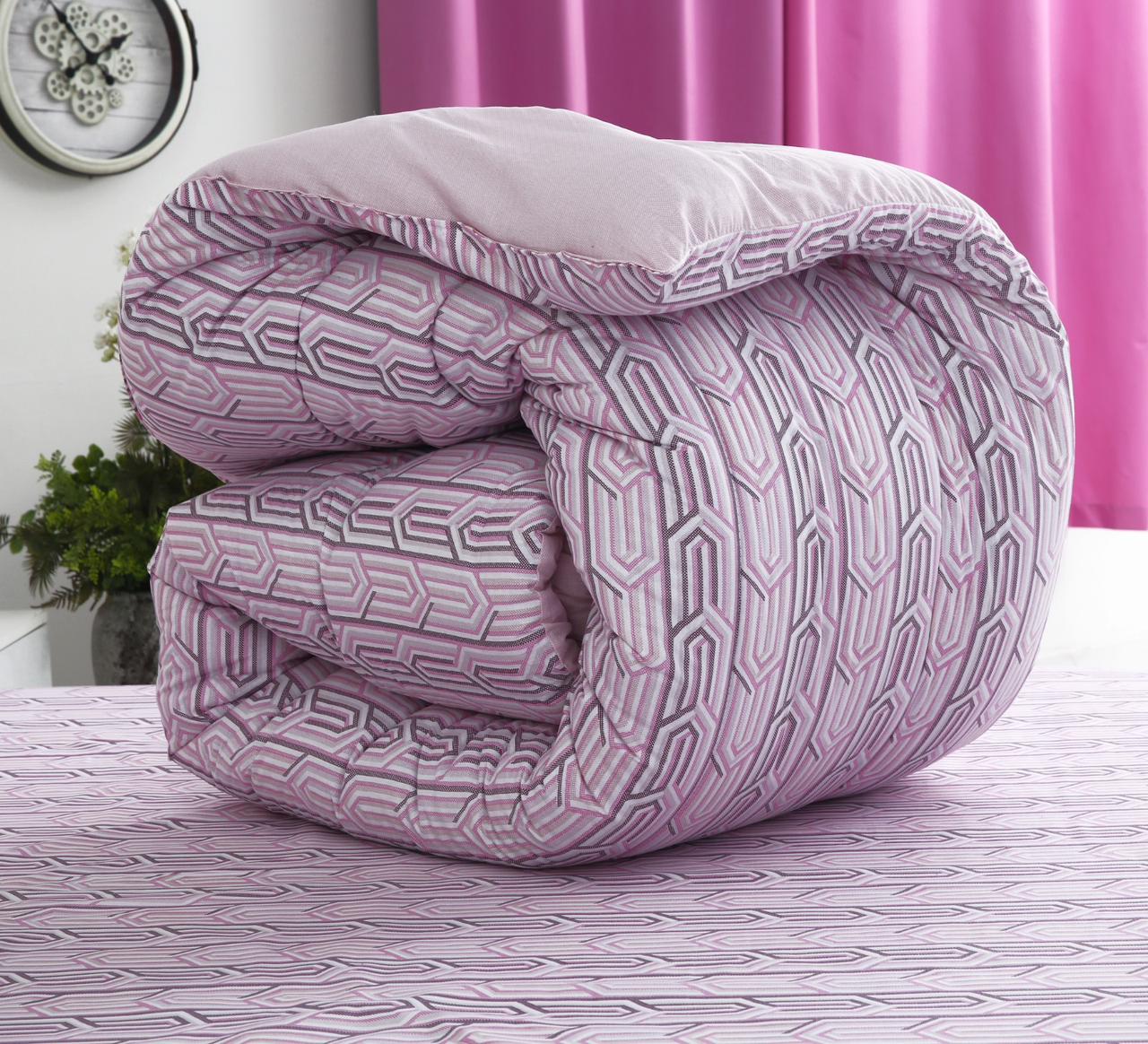 8 PCs Winter Razai Set-Lilac Shapes Comforters Apricot