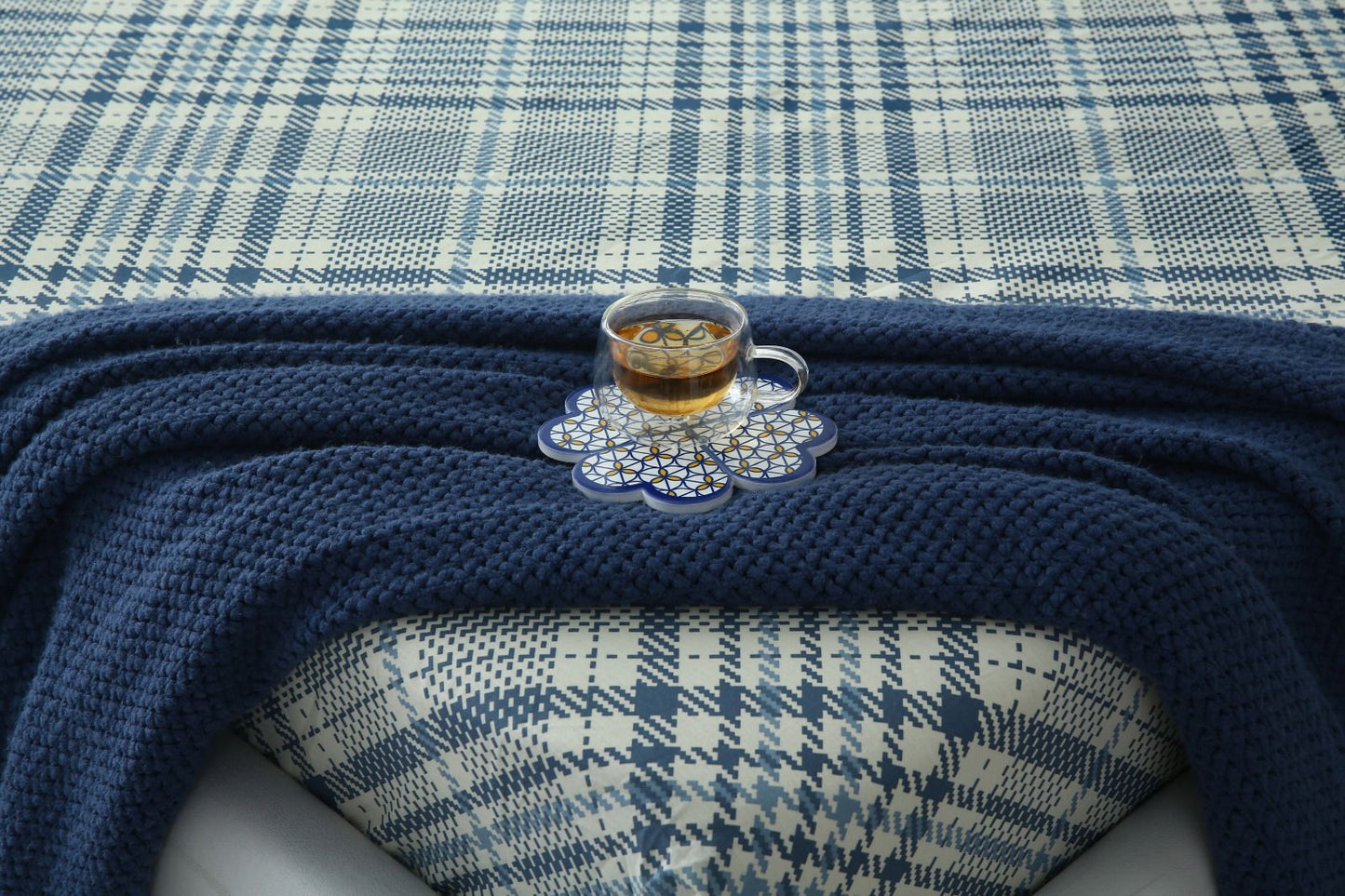 Fitted Bed Sheet-Blue Check(NEW) Fitted Sheets Apricot