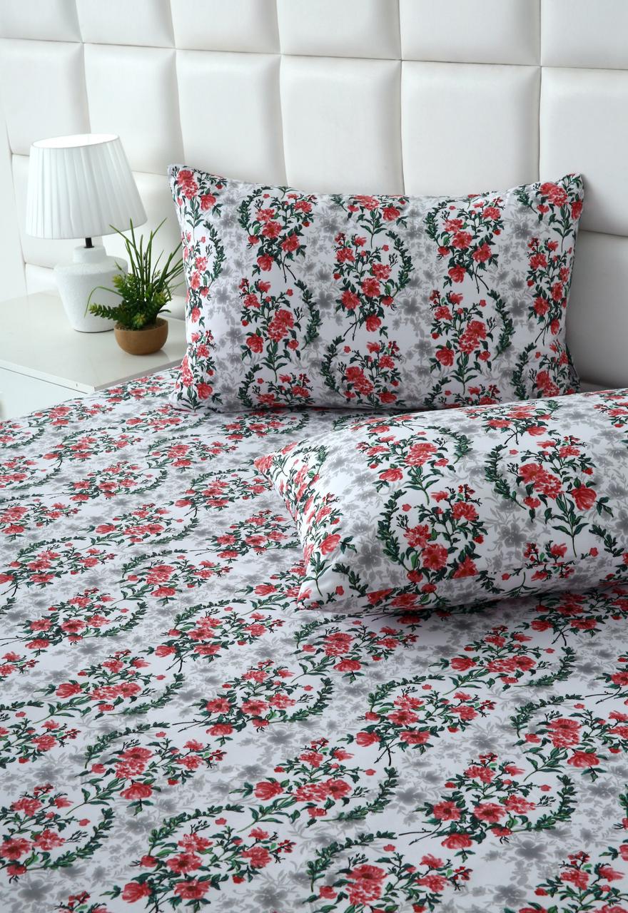 Fitted Bed Sheet-Emerald Blooms Fitted Sheets Apricot