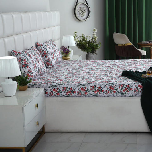 2Pcs Single Bed Sheet-Emerald Blooms