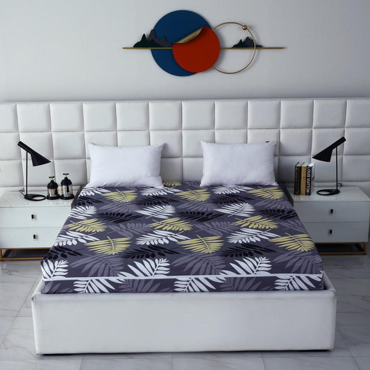 Zipper Mattress Cover Printed-Black Feathers Protectors Apricot