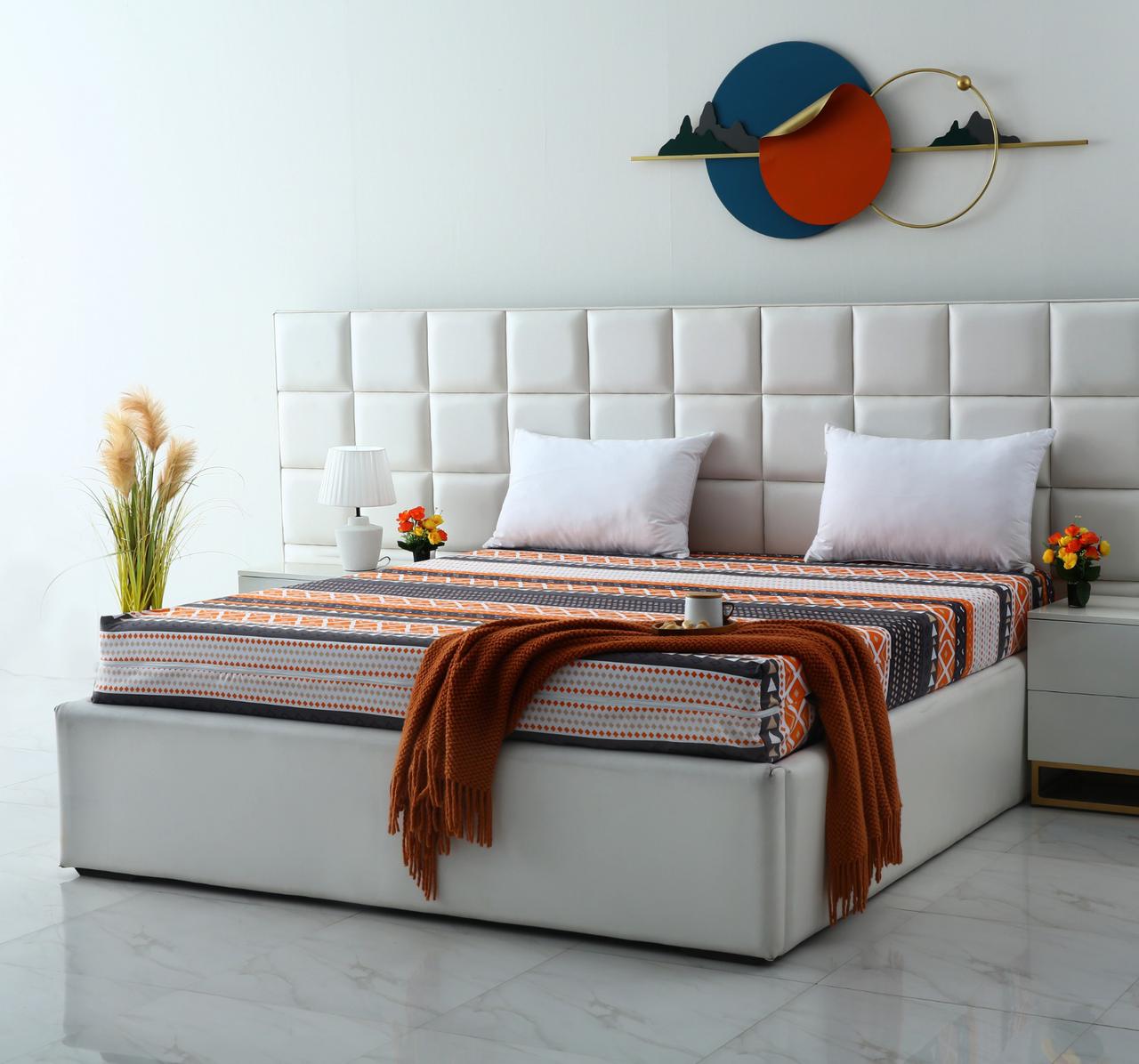 Zipper Mattress Cover Printed-Mexican Style Protectors Apricot