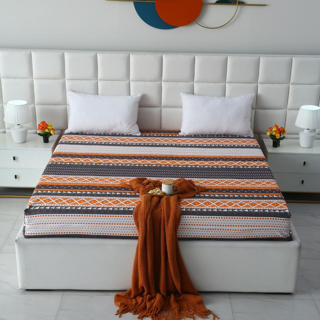 Zipper Mattress Cover Printed-Mexican Style Protectors Apricot