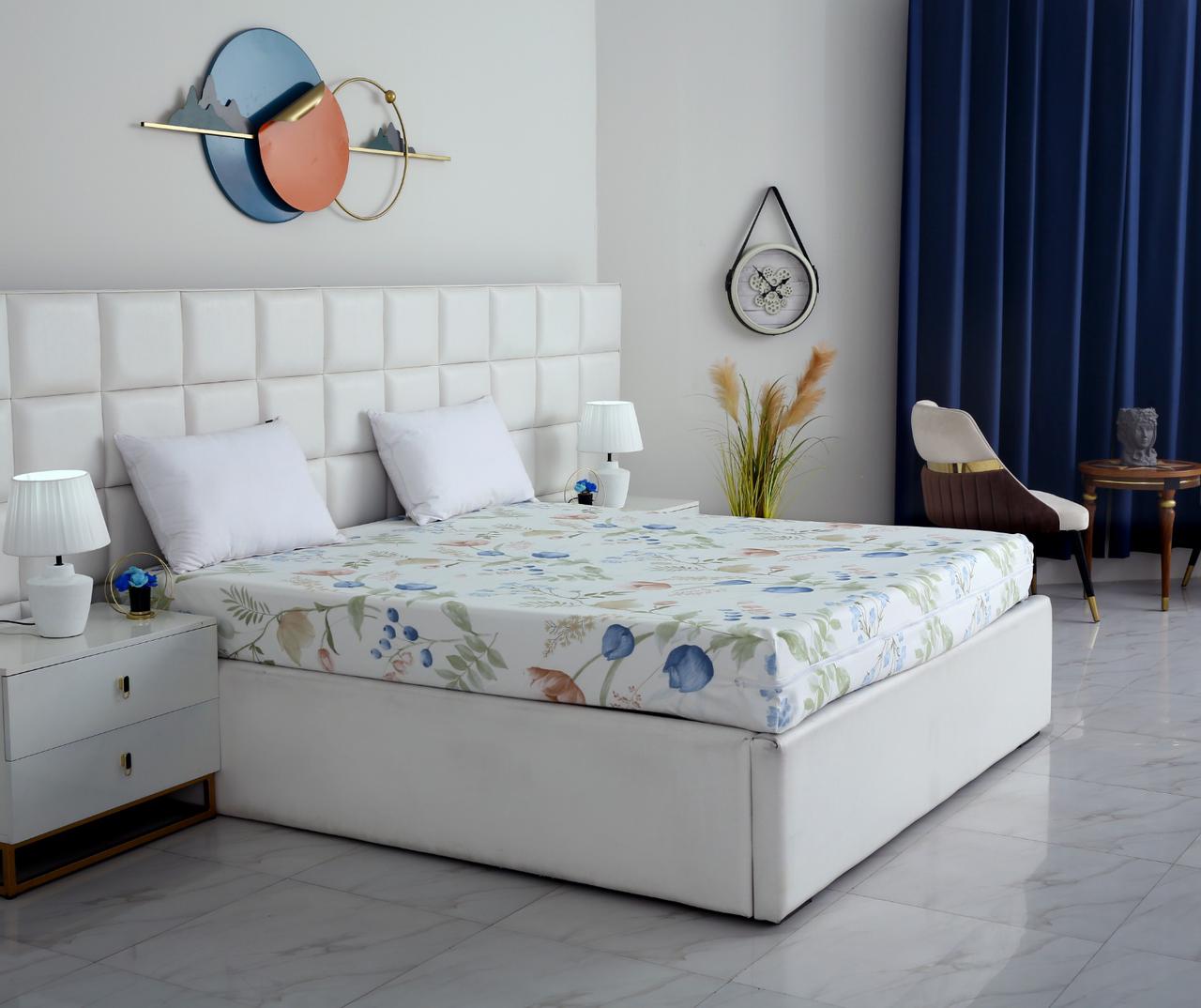 Zipper Mattress Cover Printed-Water Lilly Protectors Apricot