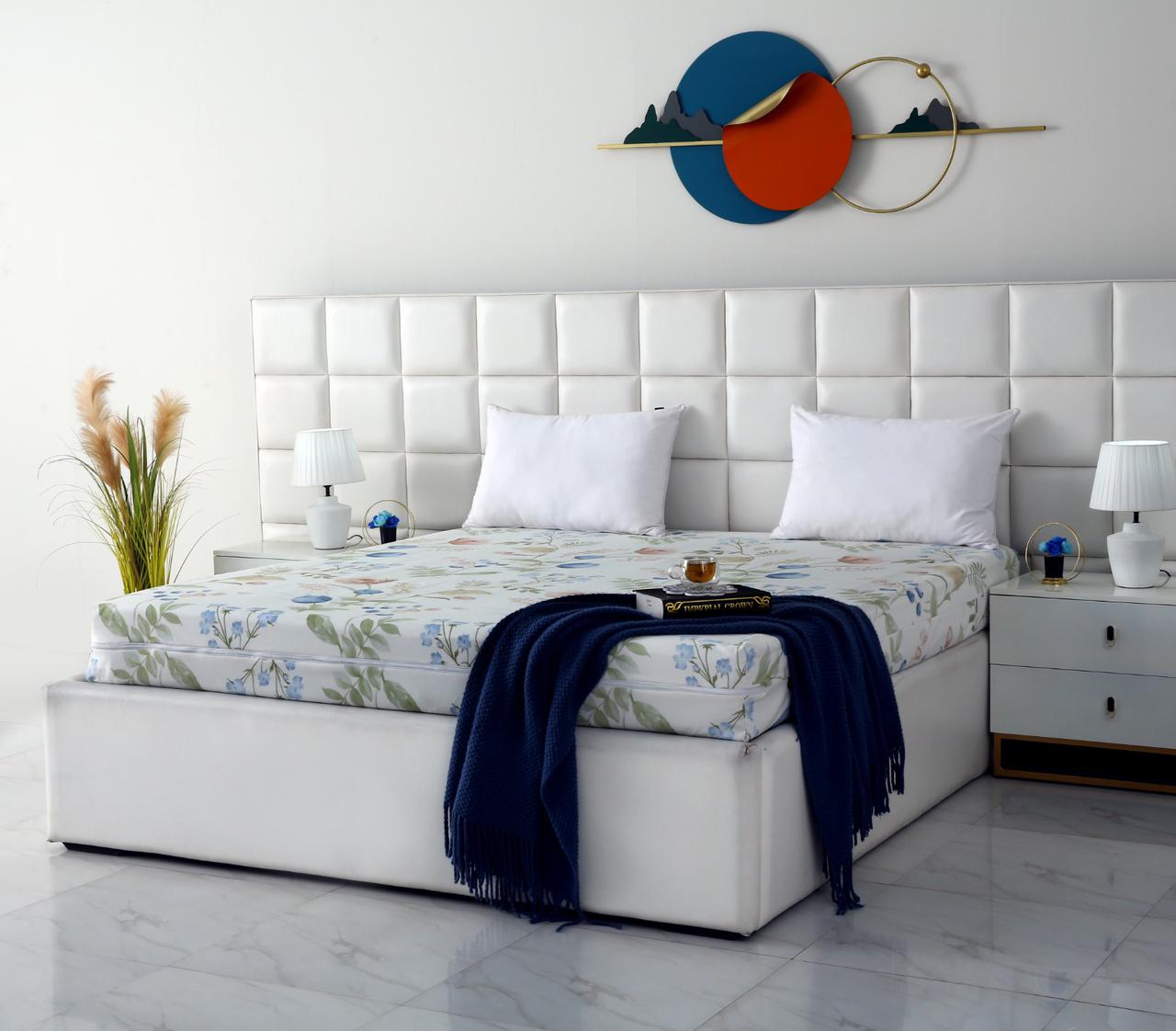 Zipper Mattress Cover Printed-Water Lilly Protectors Apricot