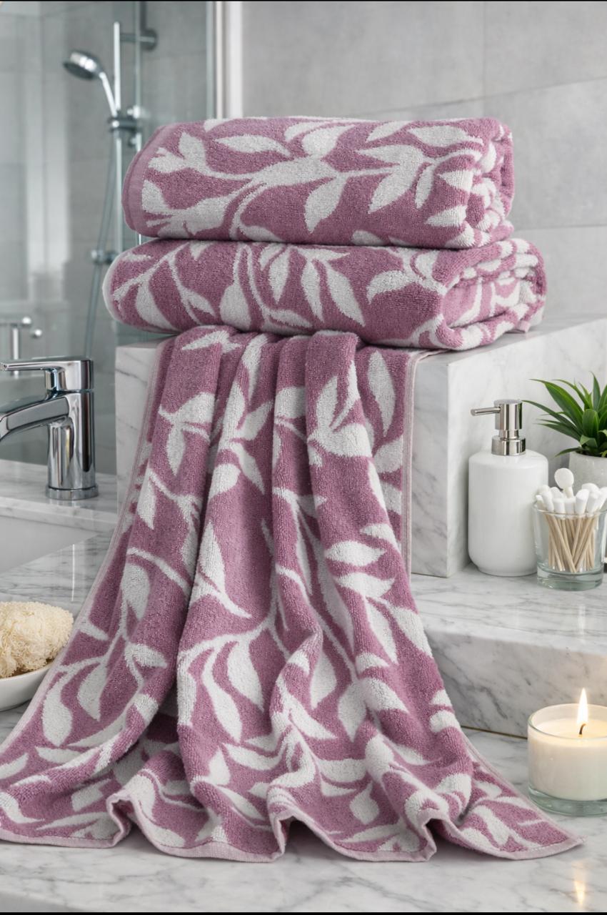 2 Pcs Bath Towels-Pastel Flower(Lilac) Bath Towels & Washcloths Apricot