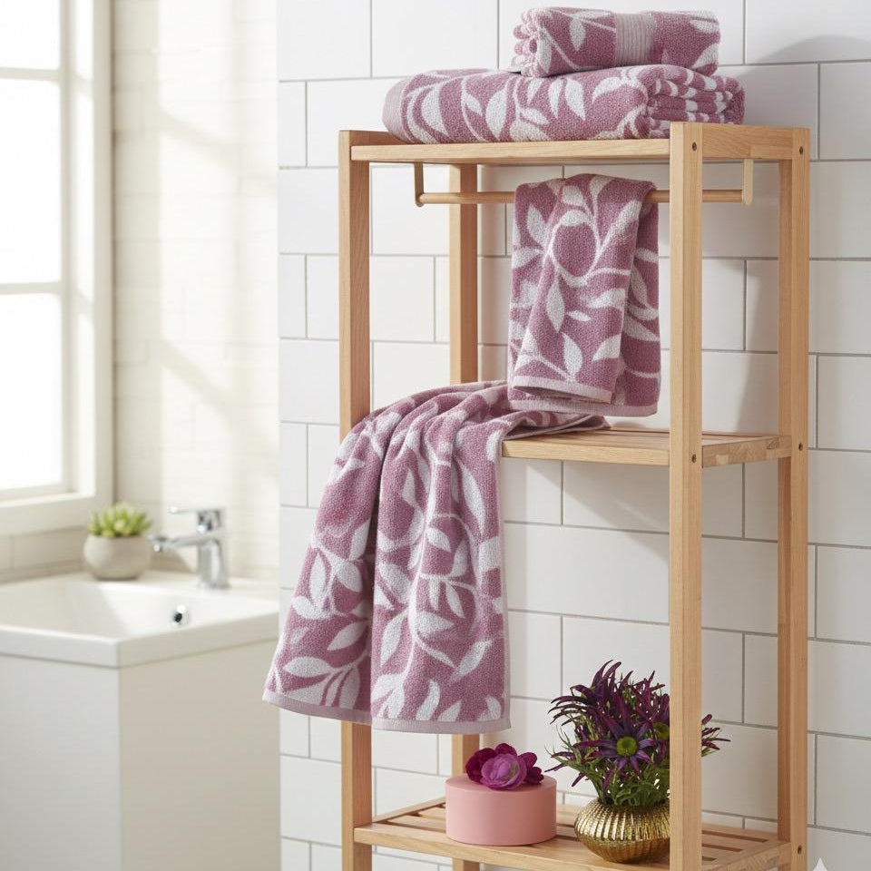 1 PC Bath Towel-Pastel Flower(Lilac) Bath Towels & Washcloths Apricot