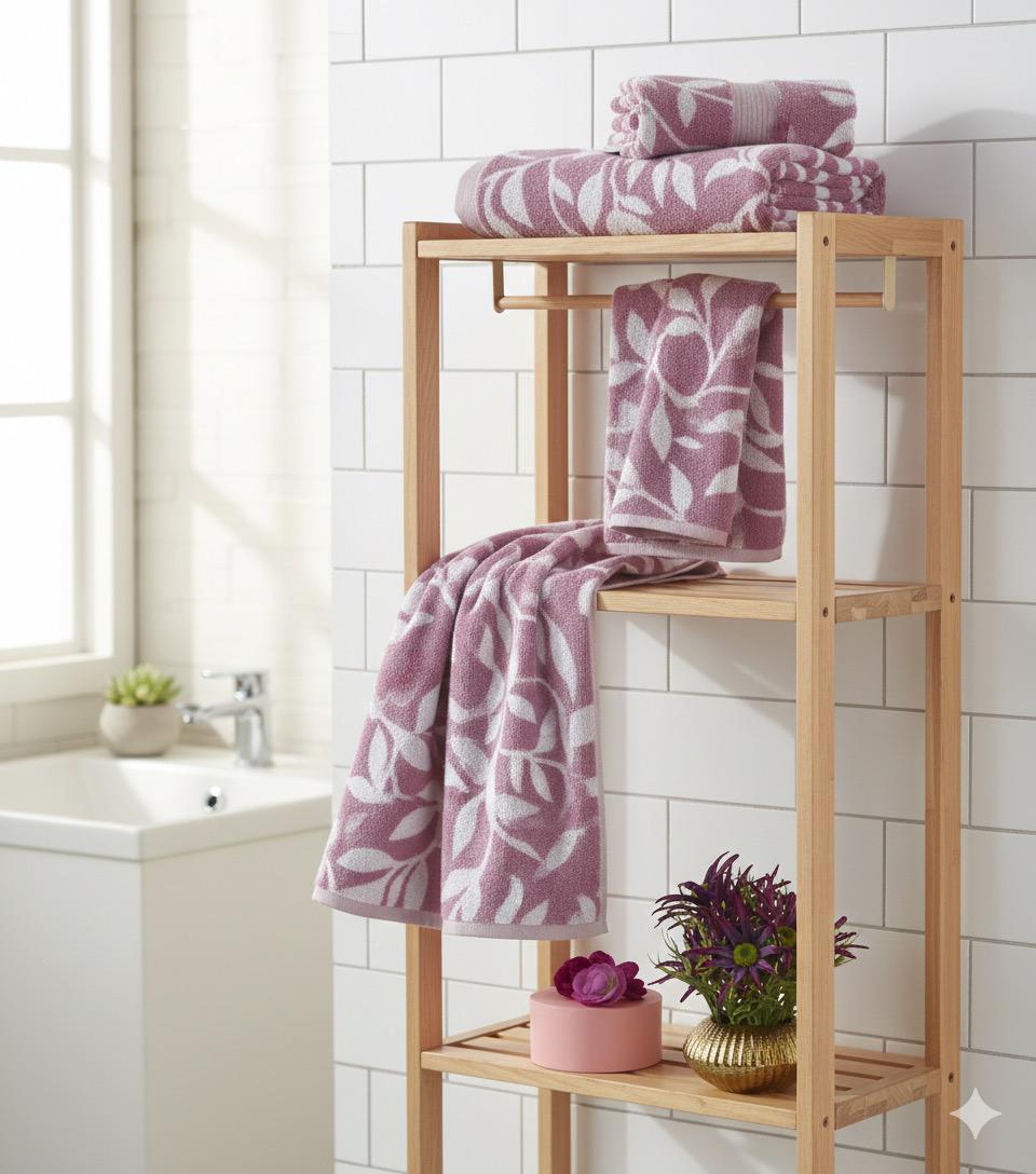 2 Pcs Bath Towels-Pastel Flower(Lilac) Bath Towels & Washcloths Apricot