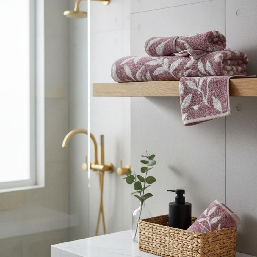 2 Pcs Bath Towels-Pastel Flower(Lilac) Bath Towels & Washcloths Apricot