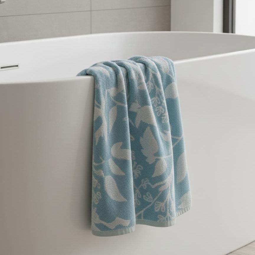 1 PC Bath Towel-Pastel Flower(Turqoiuse) Bath Towels & Washcloths Apricot