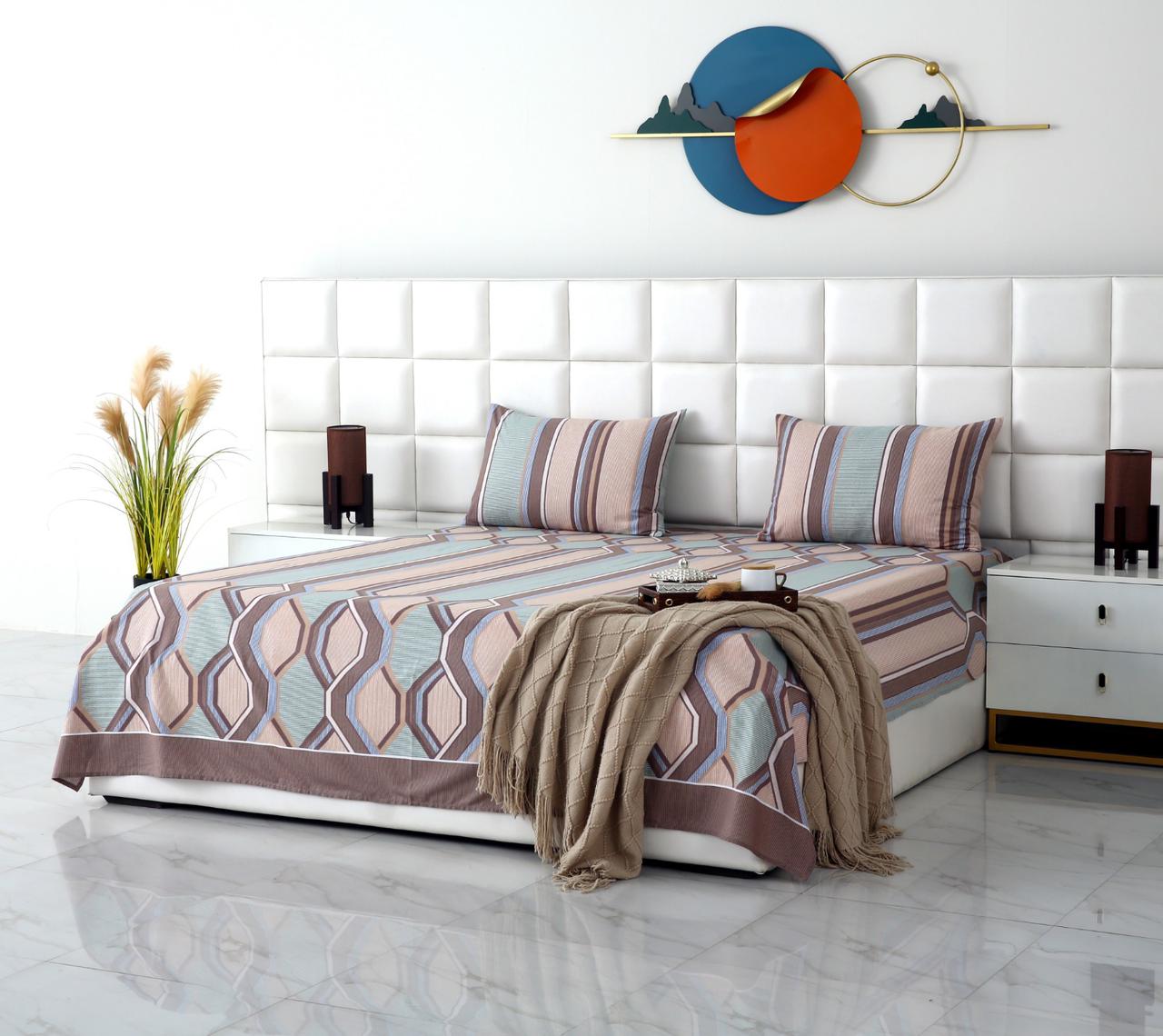 3 PCs Double Bed Sheet-DB-240 Bed Sheets Apricot