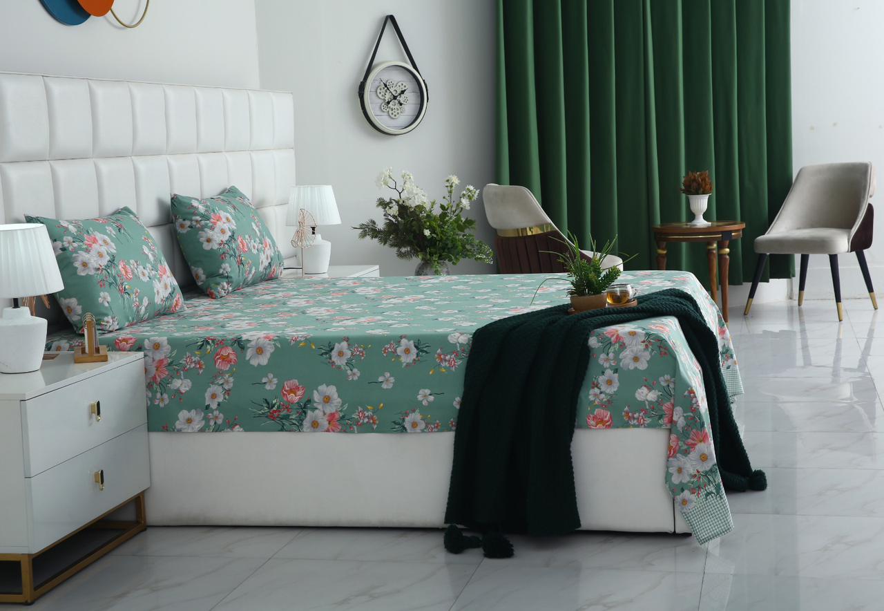 3 PCs Double Bed Sheet-DB-251 Bed Sheets Apricot