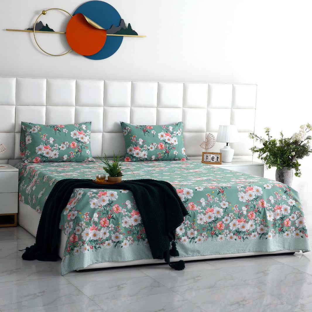 3 PCs Double Bed Sheet-DB-251 Bed Sheets Apricot