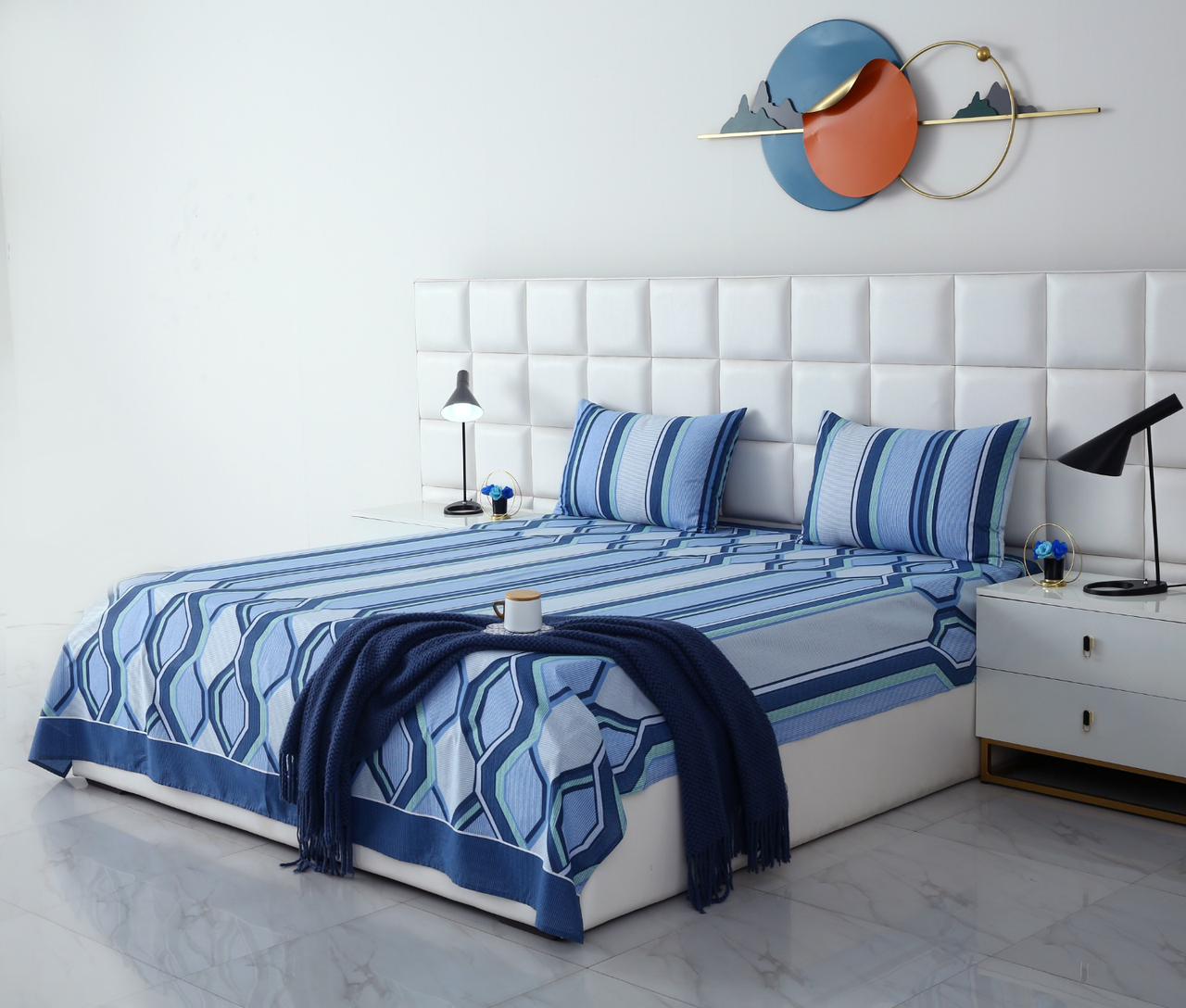 3 PCs Double Bed Sheet-DB-238 Bed Sheets Apricot