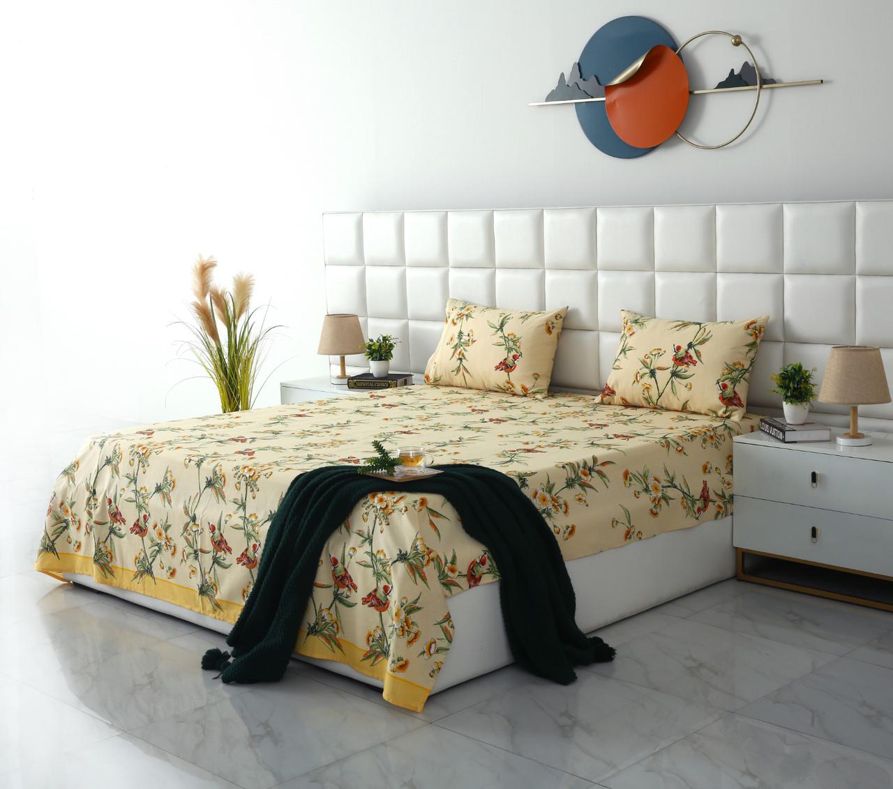 3 PCs Double Bed Sheet-DB-248 Bed Sheets Apricot