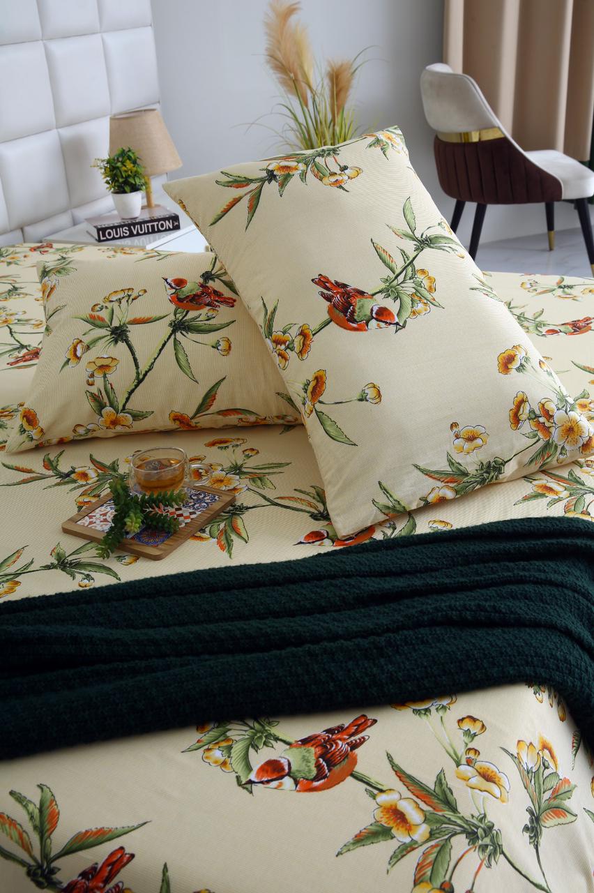 3 PCs Double Bed Sheet-DB-248 Bed Sheets Apricot