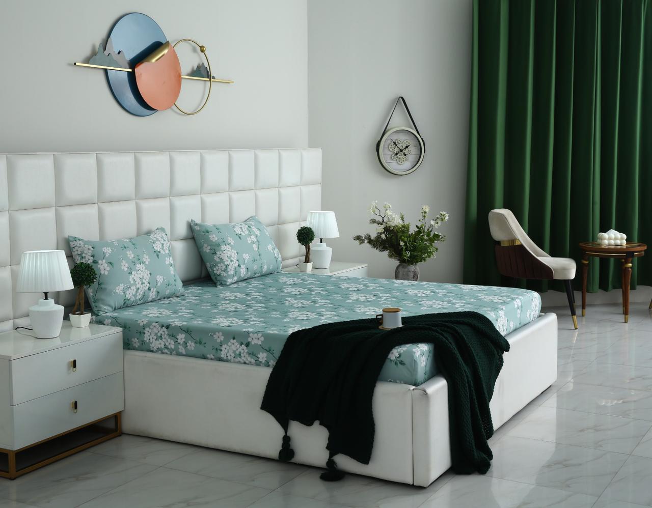 Fitted Bed Sheet-Ditsy Floral Fitted Sheets Apricot