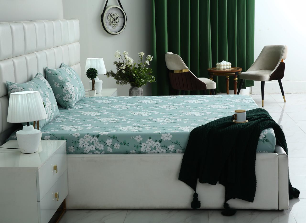 Fitted Bed Sheet-Ditsy Floral Fitted Sheets Apricot