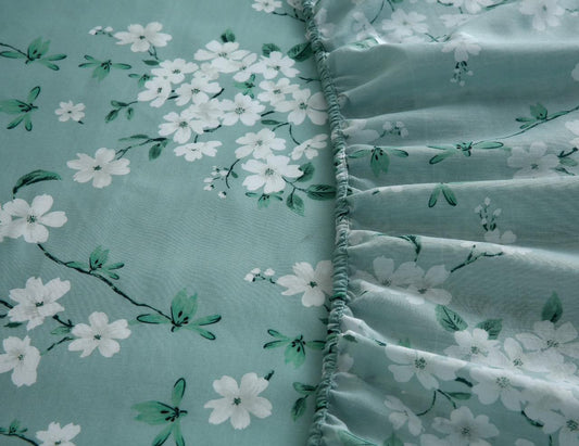 Fitted Bed Sheet-Ditsy Floral Fitted Sheets Apricot