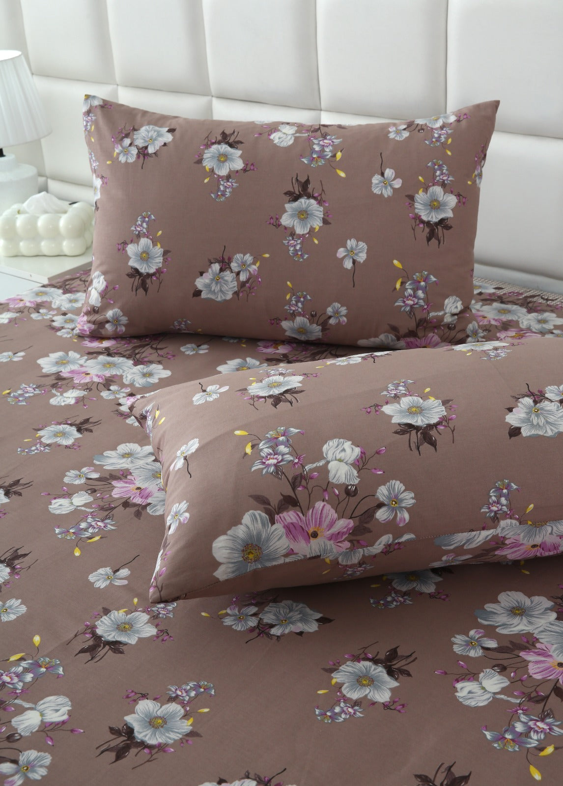 3 PCs Double Bed Sheet-DB252 Bed Sheets Apricot