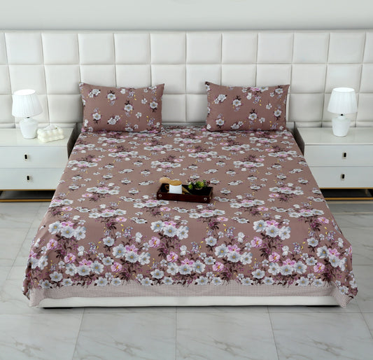 3 PCs Double Bed Sheet-DB252 Bed Sheets Apricot