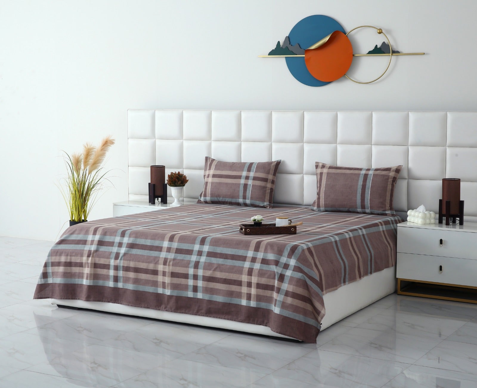 3 PCs Double Bed Sheet-DB-237 Bed Sheets Apricot