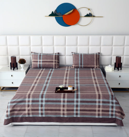 3 PCs Double Bed Sheet-DB-237 Bed Sheets Apricot