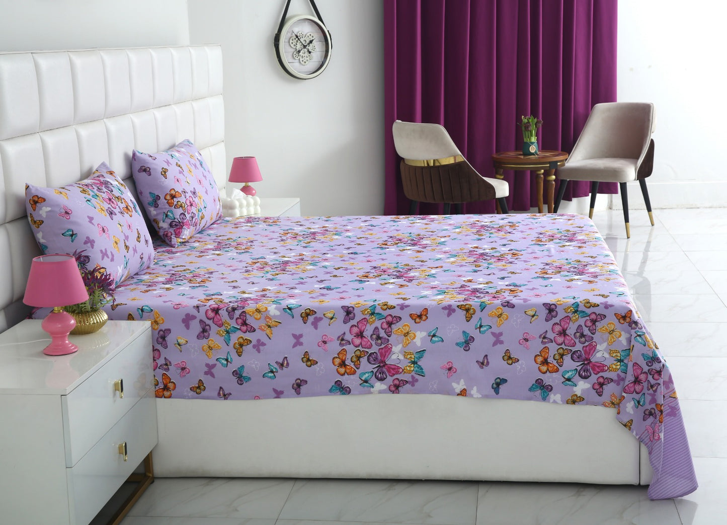 3 PCs Double Bed Sheet-DB242 Bed Sheets Apricot