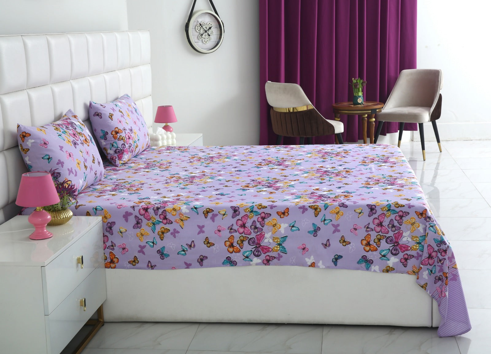 3 PCs Double Bed Sheet-DB242 Bed Sheets Apricot