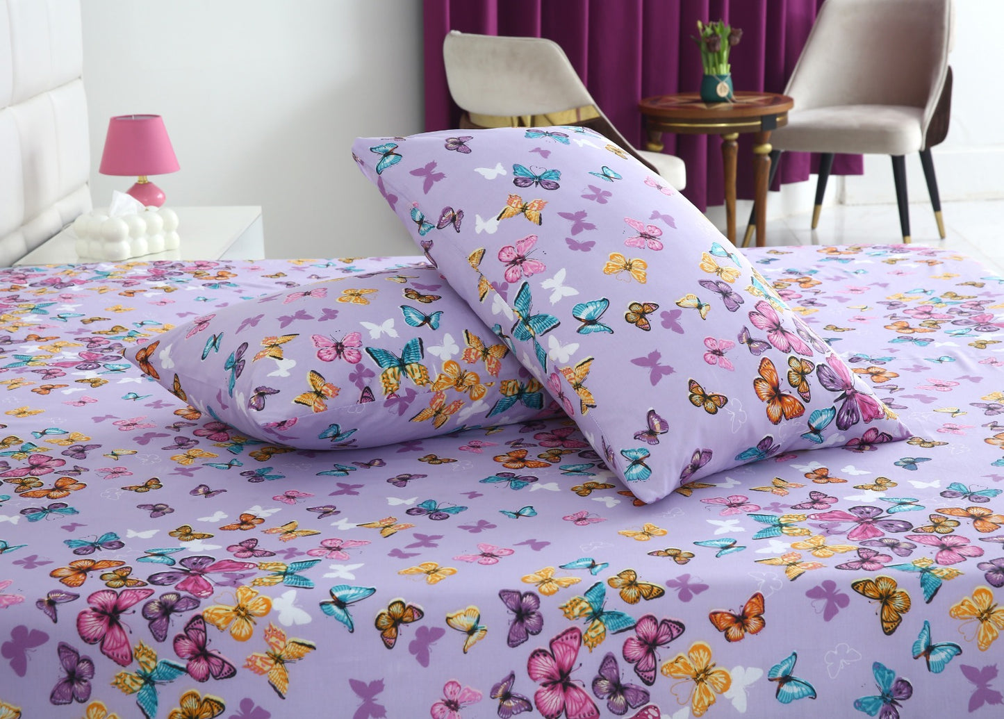 3 PCs Double Bed Sheet-DB242 Bed Sheets Apricot