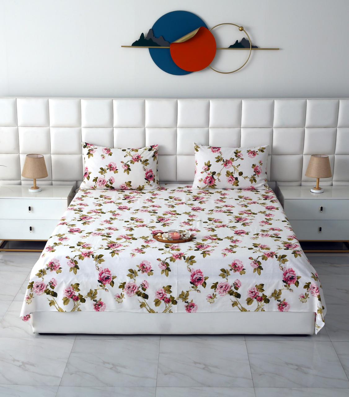 3 PCs Double Bed Sheet-DB184 Bed Sheets Apricot