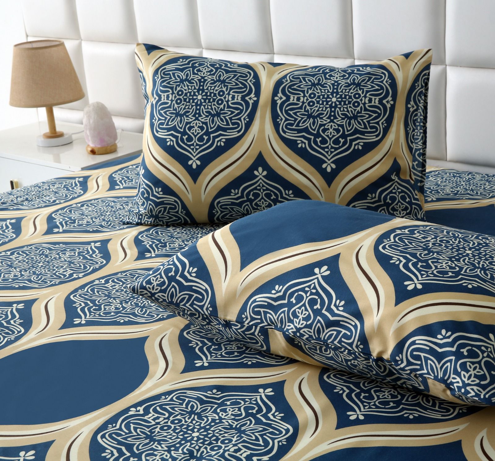 Fitted Bed Sheet-Damask Pattern Fitted Sheets Apricot