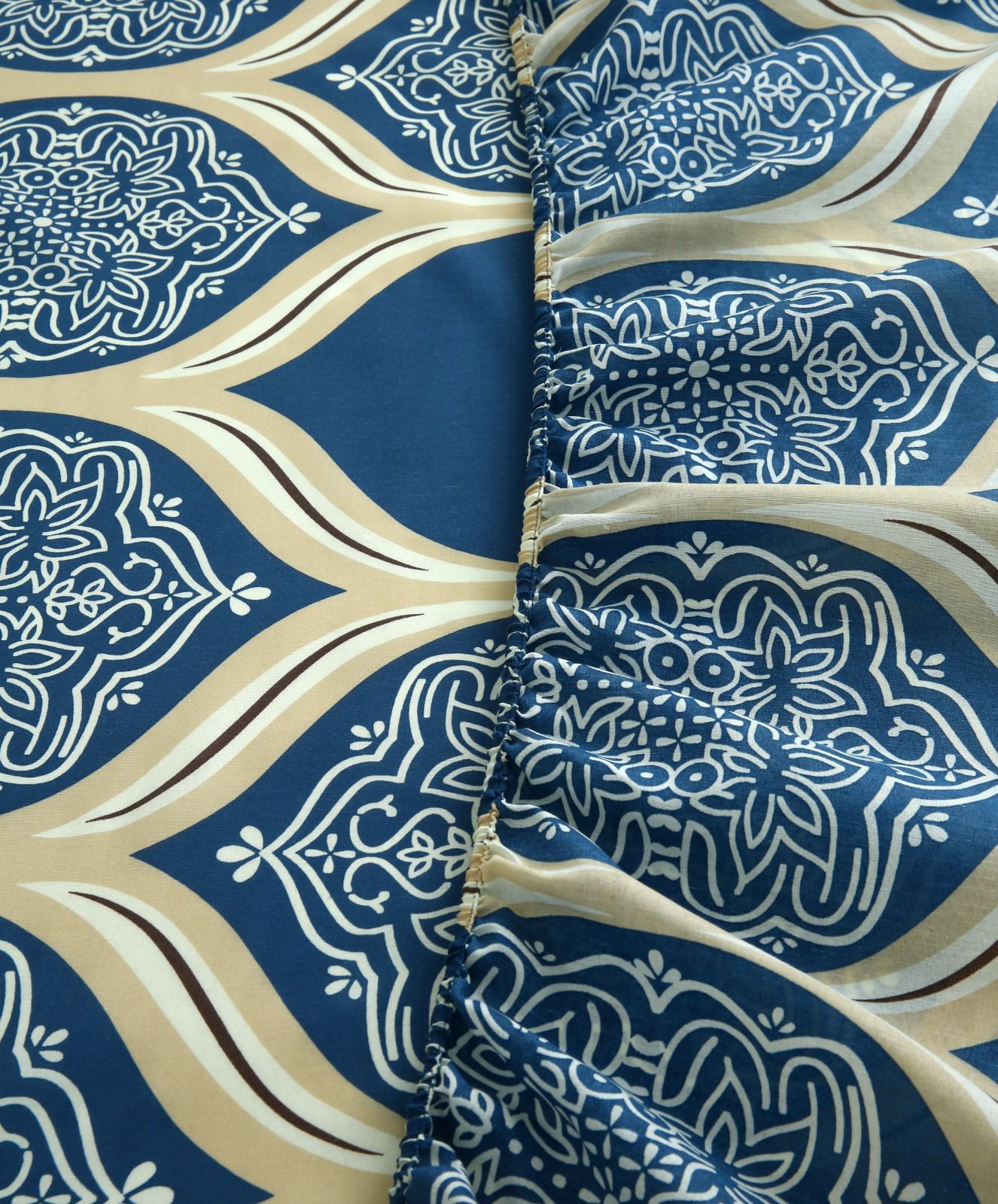 Fitted Bed Sheet-Damask Pattern Fitted Sheets Apricot