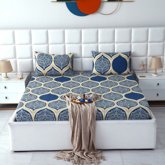 Fitted Bed Sheet-Damask Pattern Fitted Sheets Apricot