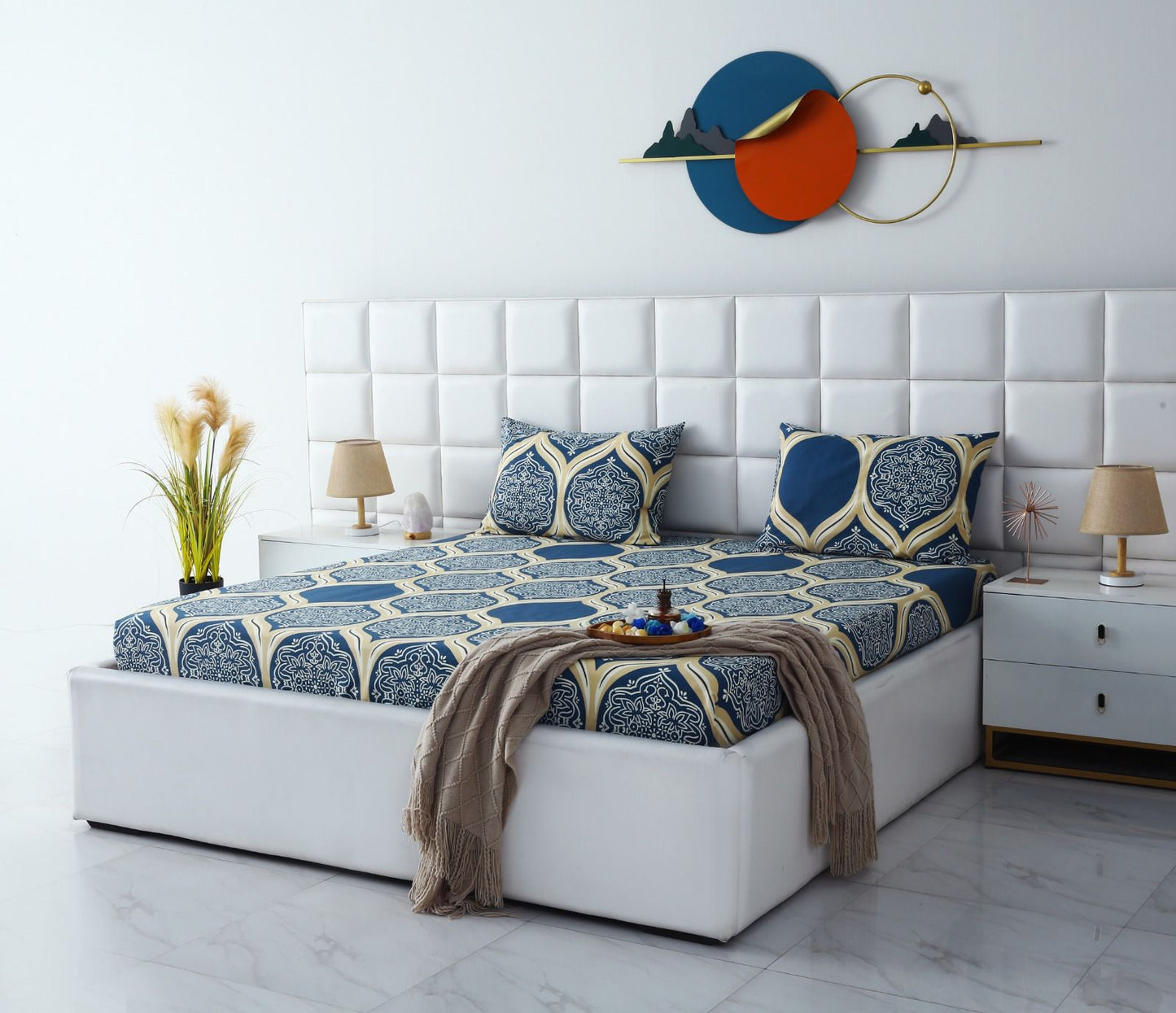 Fitted Bed Sheet-Damask Pattern Fitted Sheets Apricot